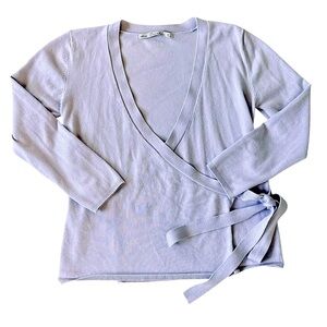 ZARA KNIT lavender wrap sweater that ties at the side size Large